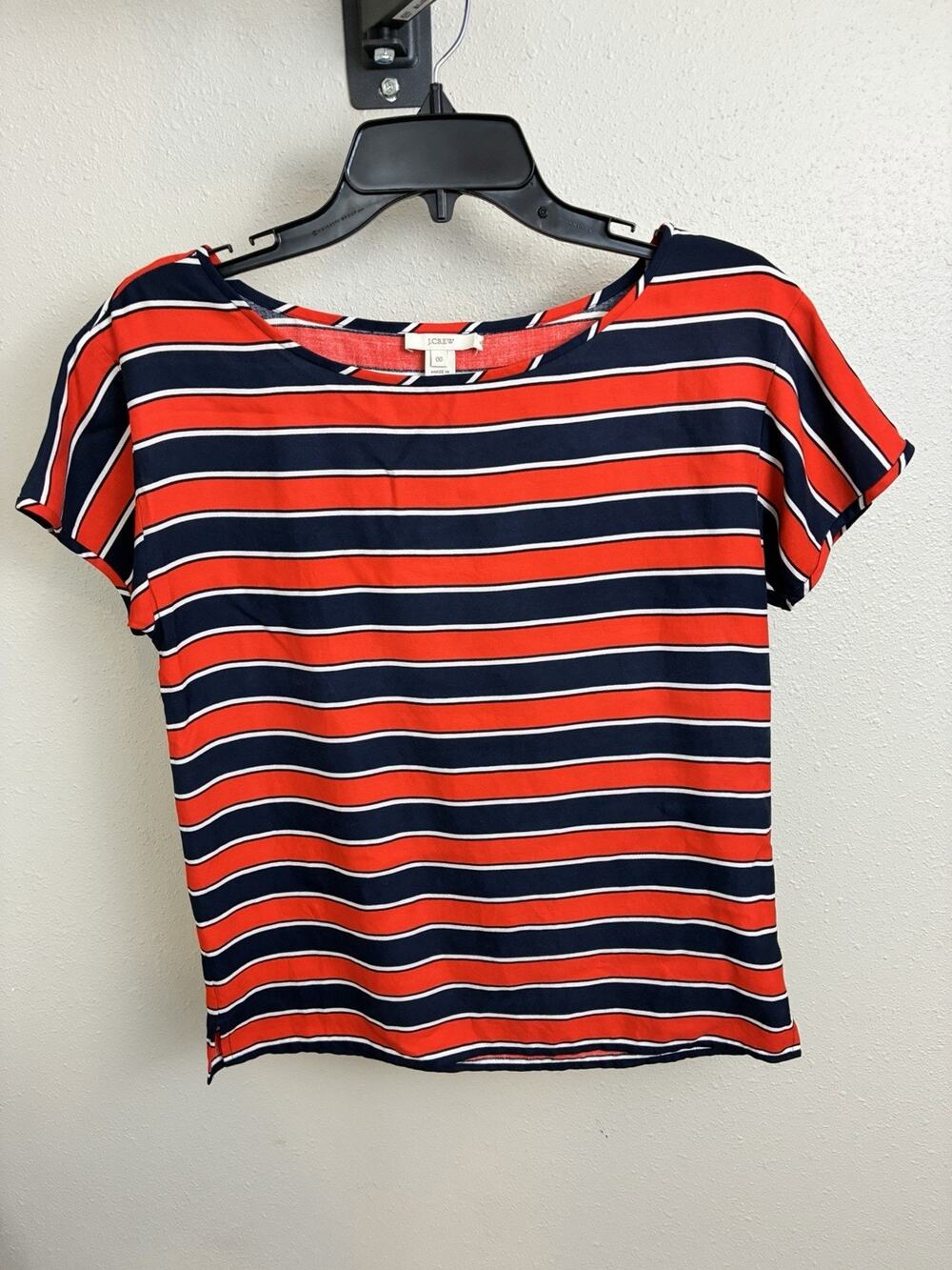 J Crew Sleeve Shirt Size 00 - 100% Silk Striped Preppy